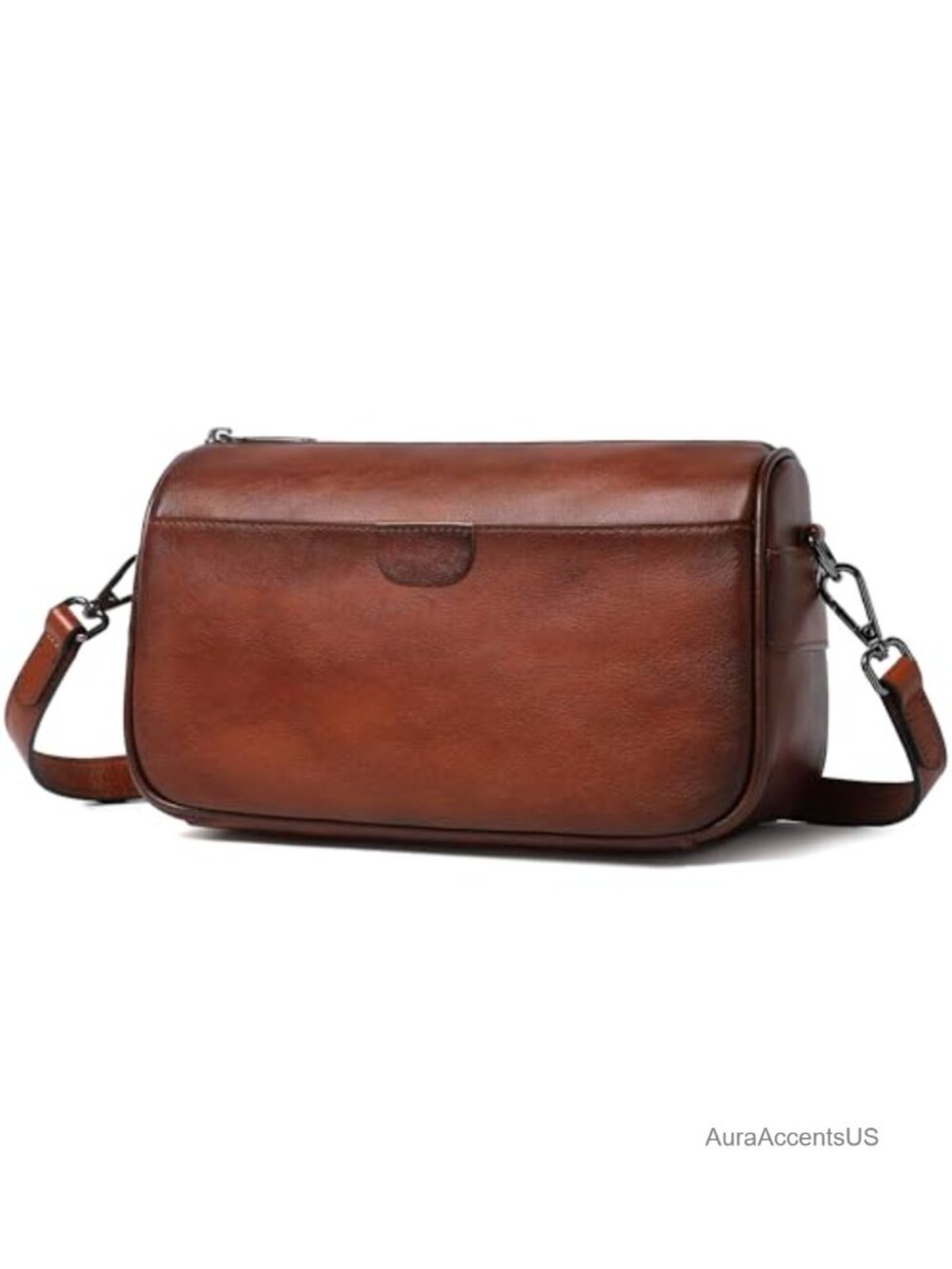 Full-Grain Leather Crossbody Bag with Woven Strap